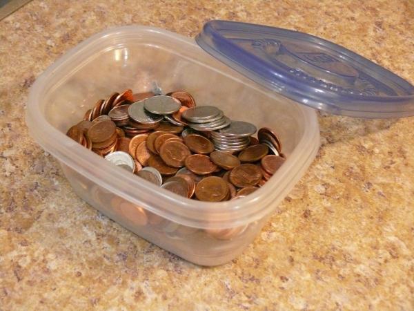 Container of coins