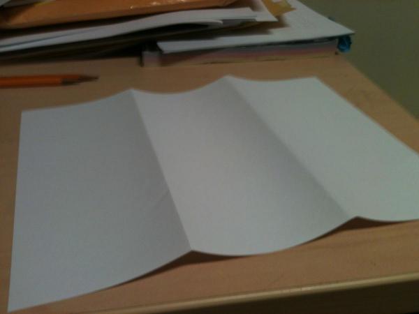 Paper folded into thirds