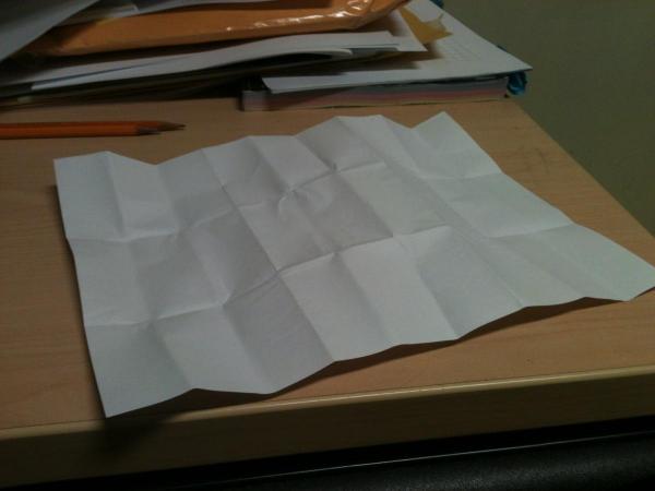 Paper folded into 27ths